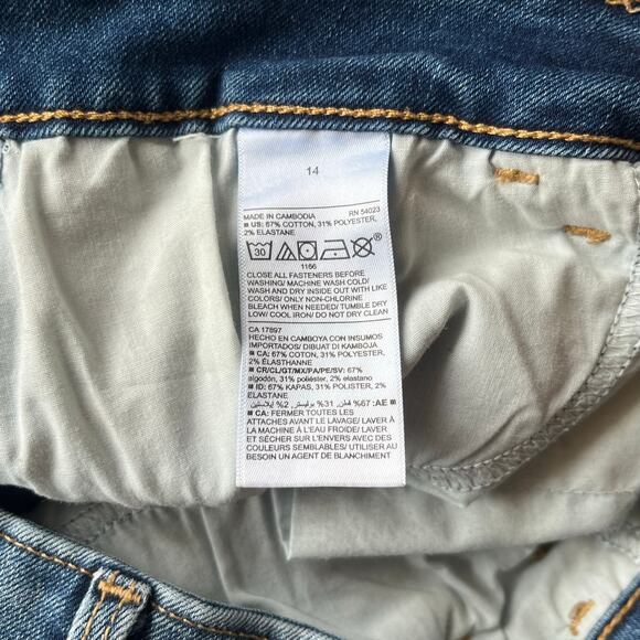 Old Navy Medium Wash High Rise Power Slim Distressed Straight Jean Size 14 - Picture 4 of 11